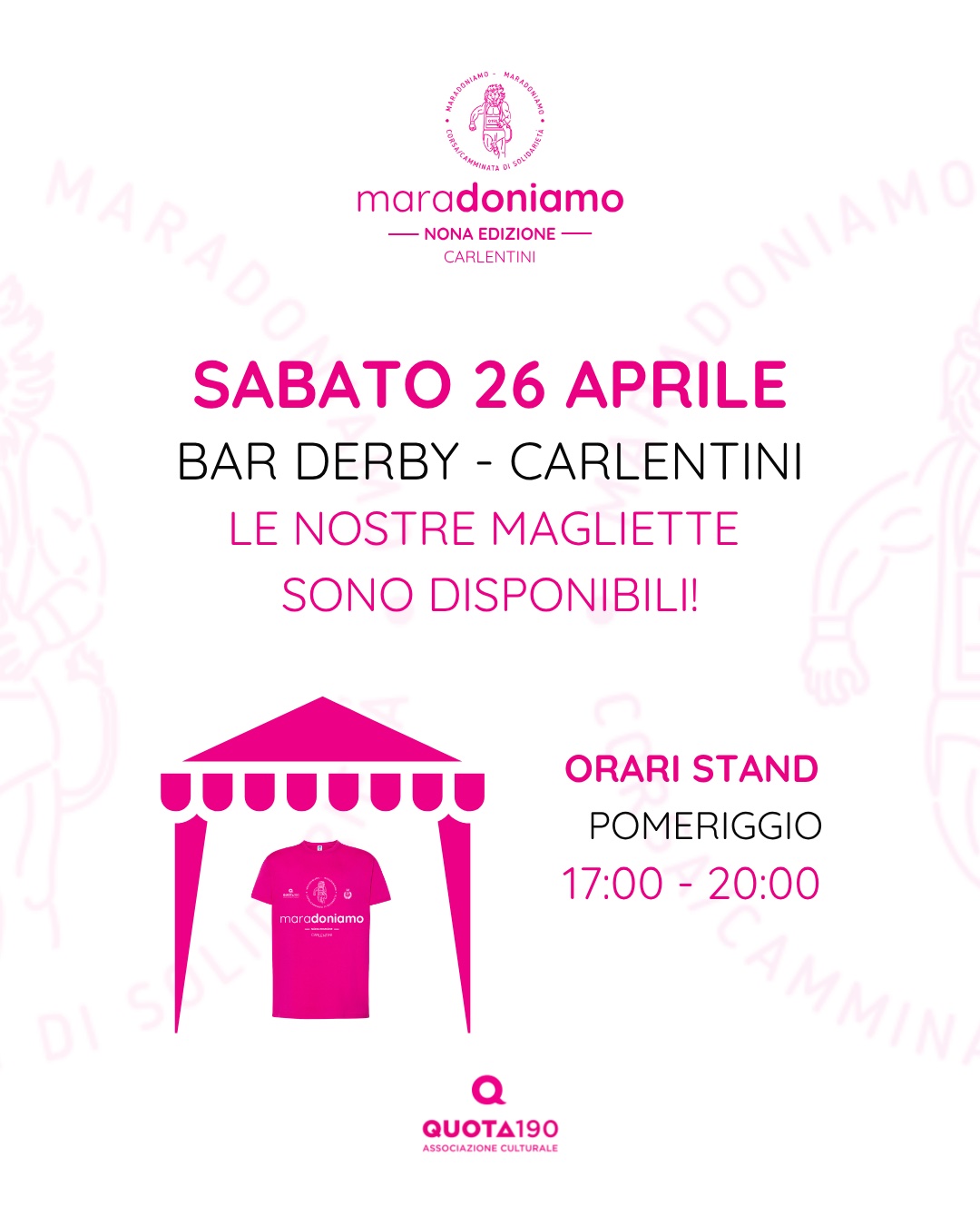 Lo stand delle magliette al Bar Derby, sabato 26 aprile