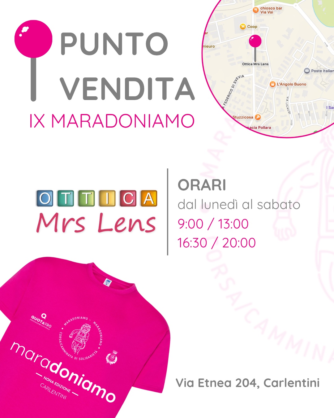 Punto vendita da Ottica Mrs Lens, con mappa e orari
