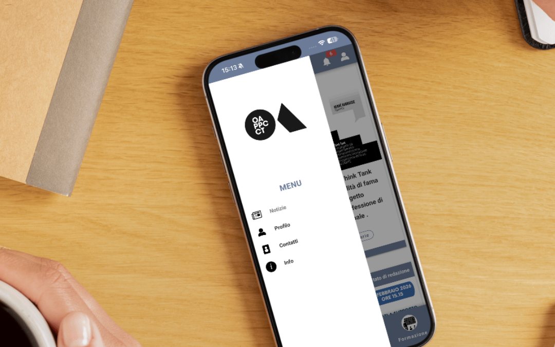 L'app dell'Ordine degli Architetti di Catania su un telefono